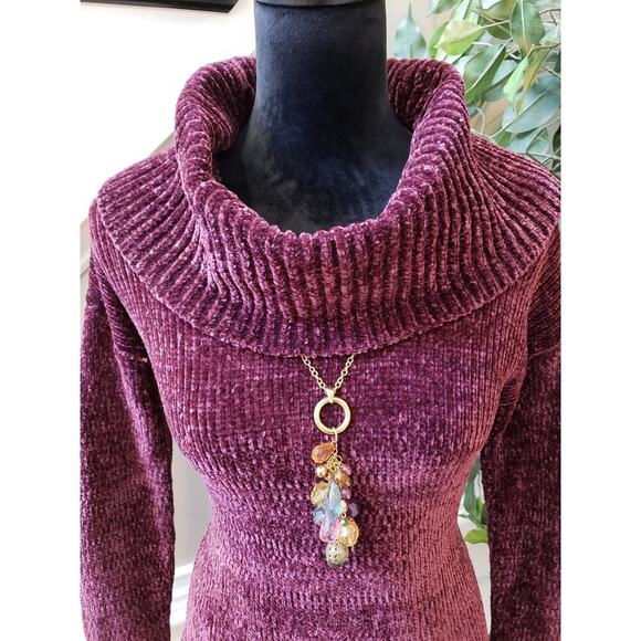 Michael Kors Sweater Womens XS Purple Polyester Knit Funnel Neck Super Soft - Picture 7 of 11